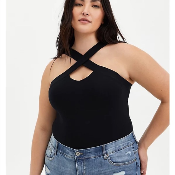 Nwt Torrid size 6 Black foxy cross front Cami - Picture 2 of 6